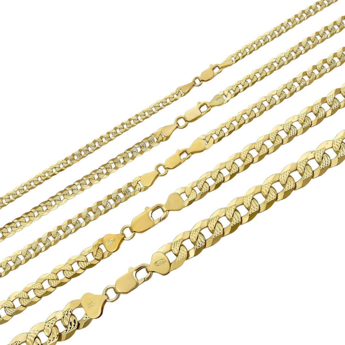 Flat Curb Cuban Chain Necklace | Diamond Cut 14k Gold Vermeil 925 Sterling Silver