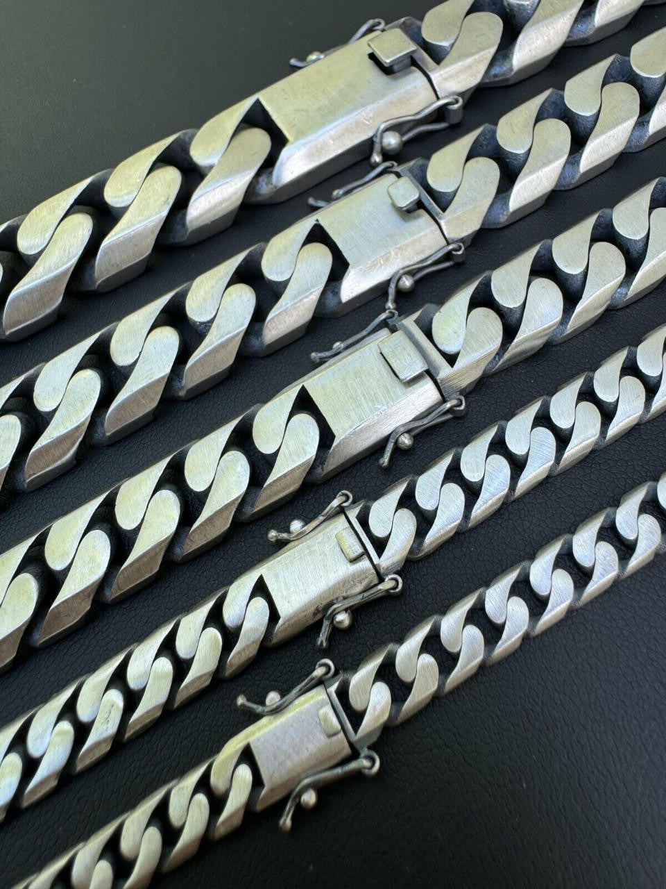 Modern Miami Cuban Link Chain Necklace Or Bracelet | 925 Sterling Silver Oxidized Gunmetal Finish