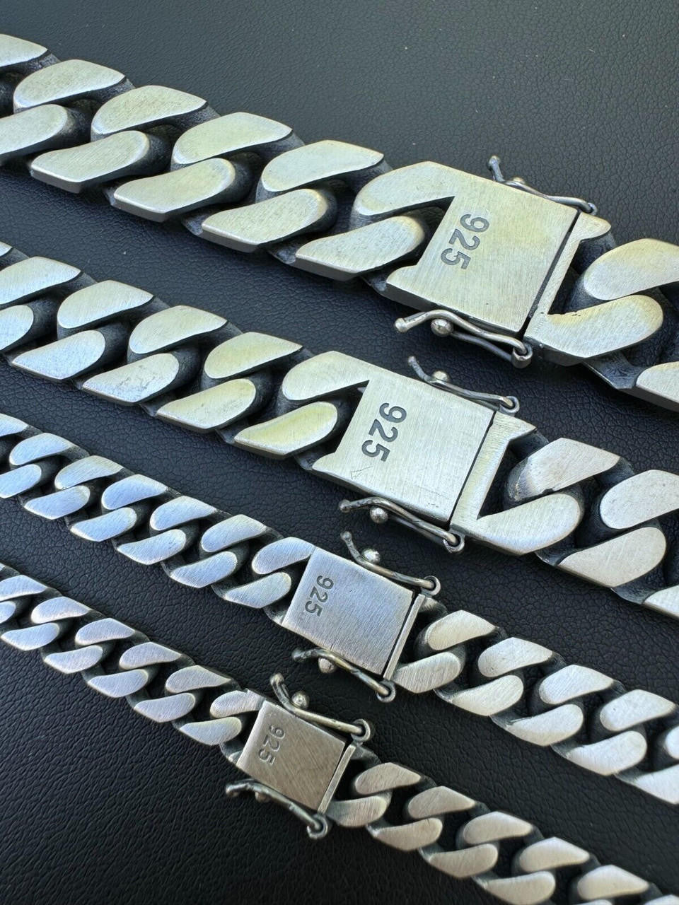 Modern Miami Cuban Link Chain Necklace Or Bracelet | 925 Sterling Silver Oxidized Gunmetal Finish