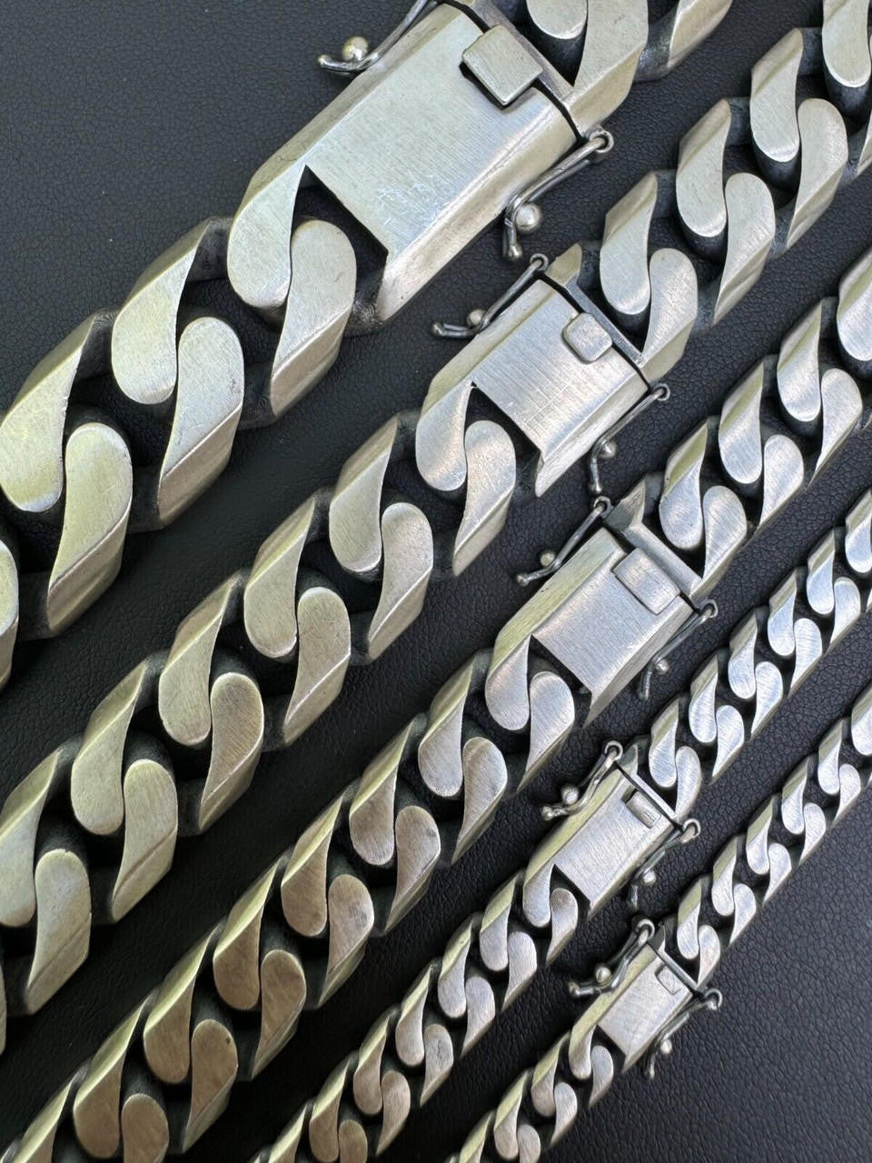 Modern Miami Cuban Link Chain Necklace Or Bracelet | 925 Sterling Silver Oxidized Gunmetal Finish