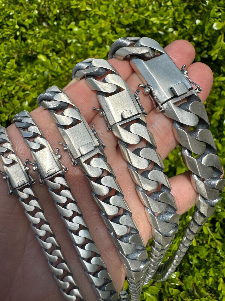 Modern Miami Cuban Link Chain Necklace Or Bracelet | 925 Sterling Silver Oxidized Gunmetal Finish