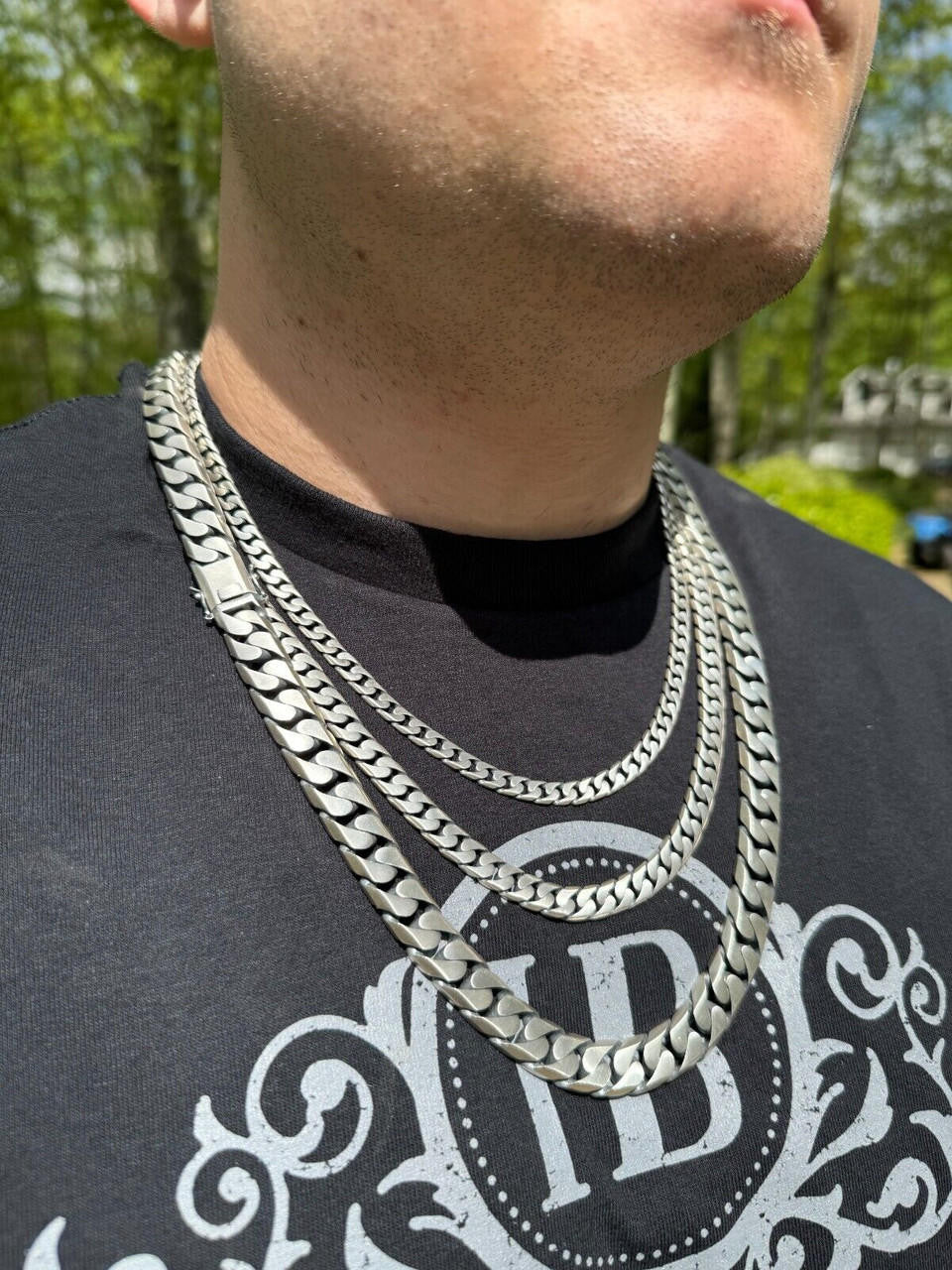 Modern Miami Cuban Link Chain Necklace Or Bracelet | 925 Sterling Silver Oxidized Gunmetal Finish