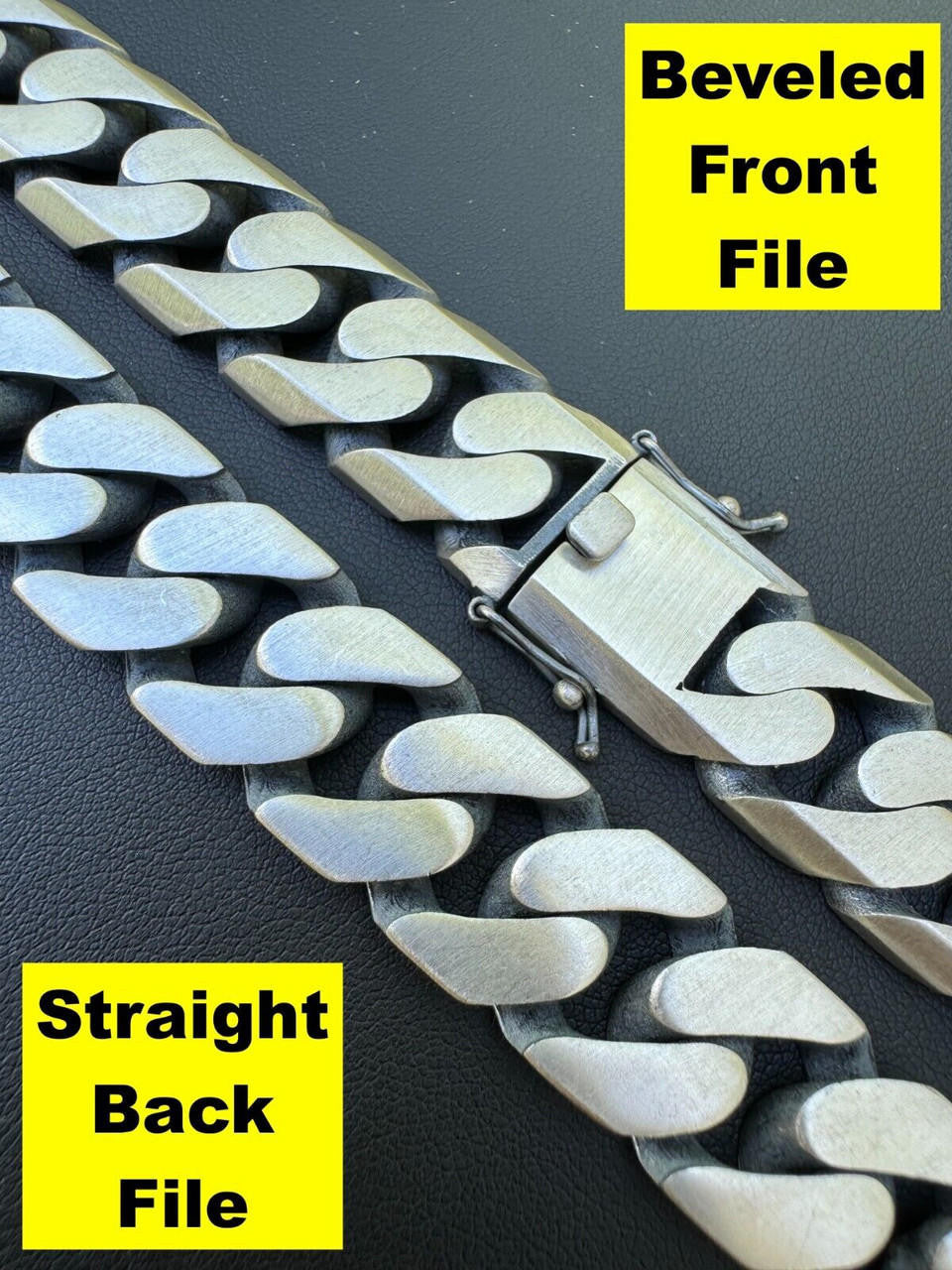 Modern Miami Cuban Link Chain Necklace Or Bracelet | 925 Sterling Silver Oxidized Gunmetal Finish