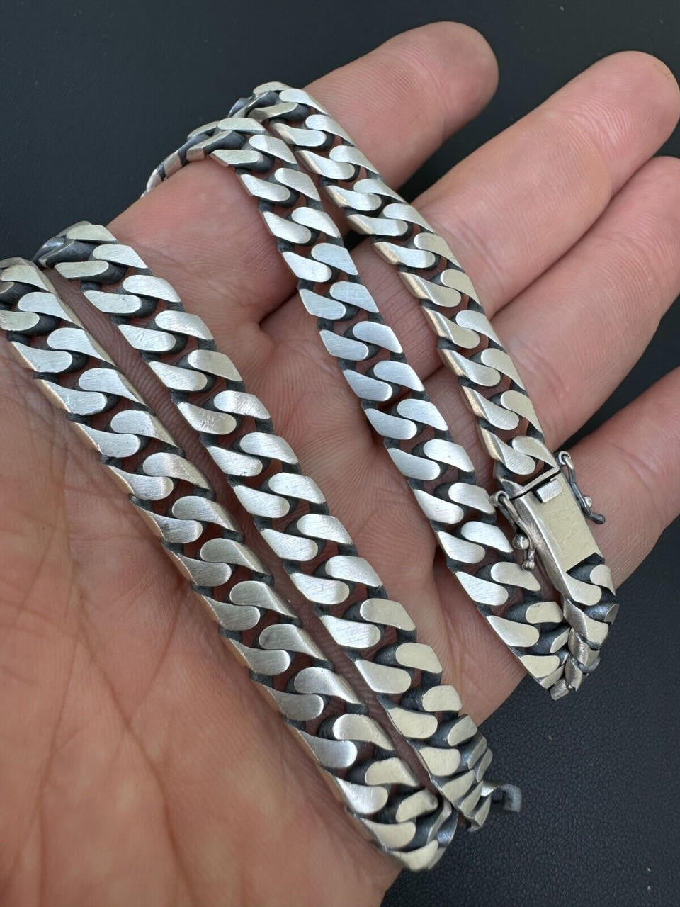 Modern Miami Cuban Link Chain Necklace Or Bracelet | 925 Sterling Silver Oxidized Gunmetal Finish