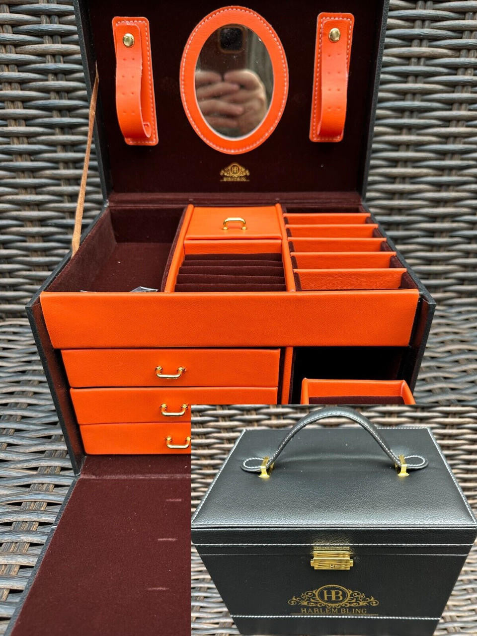 Harlembling Leather Full Size Home Jewelry Box Case