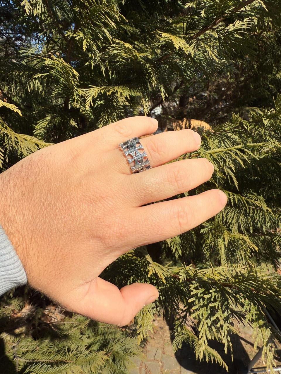 Hearts Chrome Cross Ring | 925 Silver Oxidized