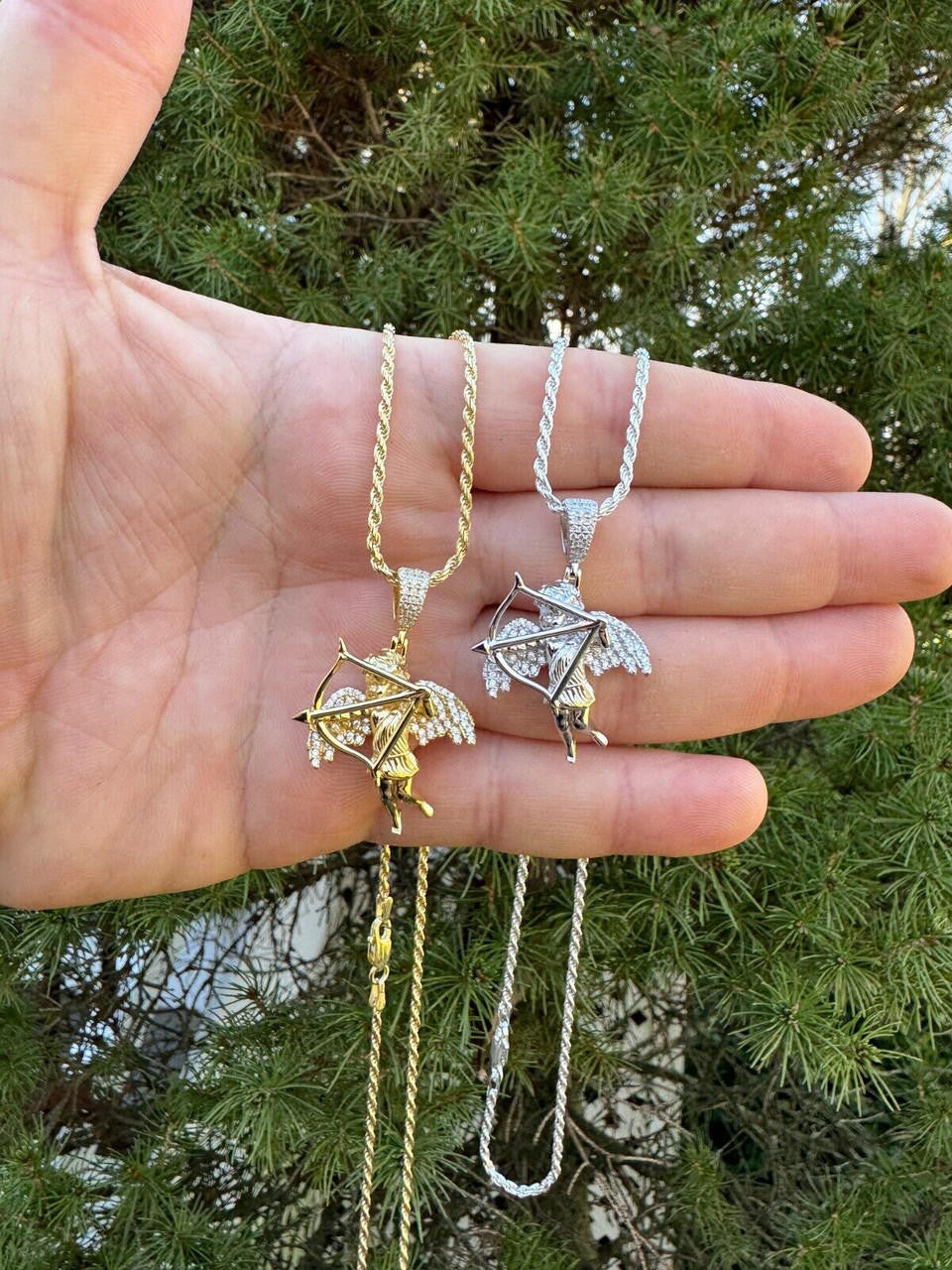 Moissanite Cupid Love Angel Pendant | 14k Gold Vermeil or 925 Silver
