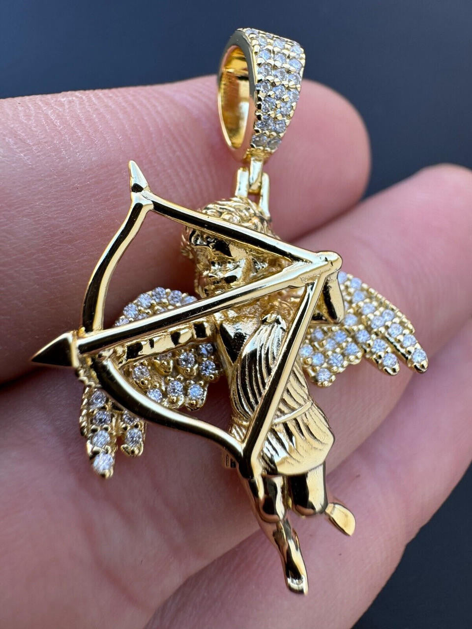 Moissanite Cupid Love Angel Pendant | 14k Gold Vermeil or 925 Silver