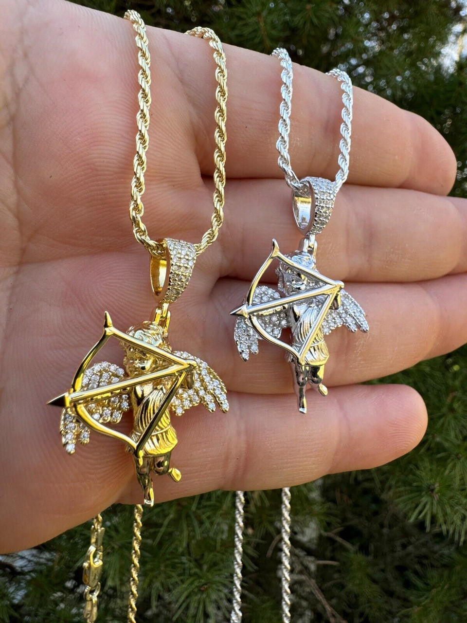 Moissanite Cupid Love Angel Pendant | 14k Gold Vermeil or 925 Silver