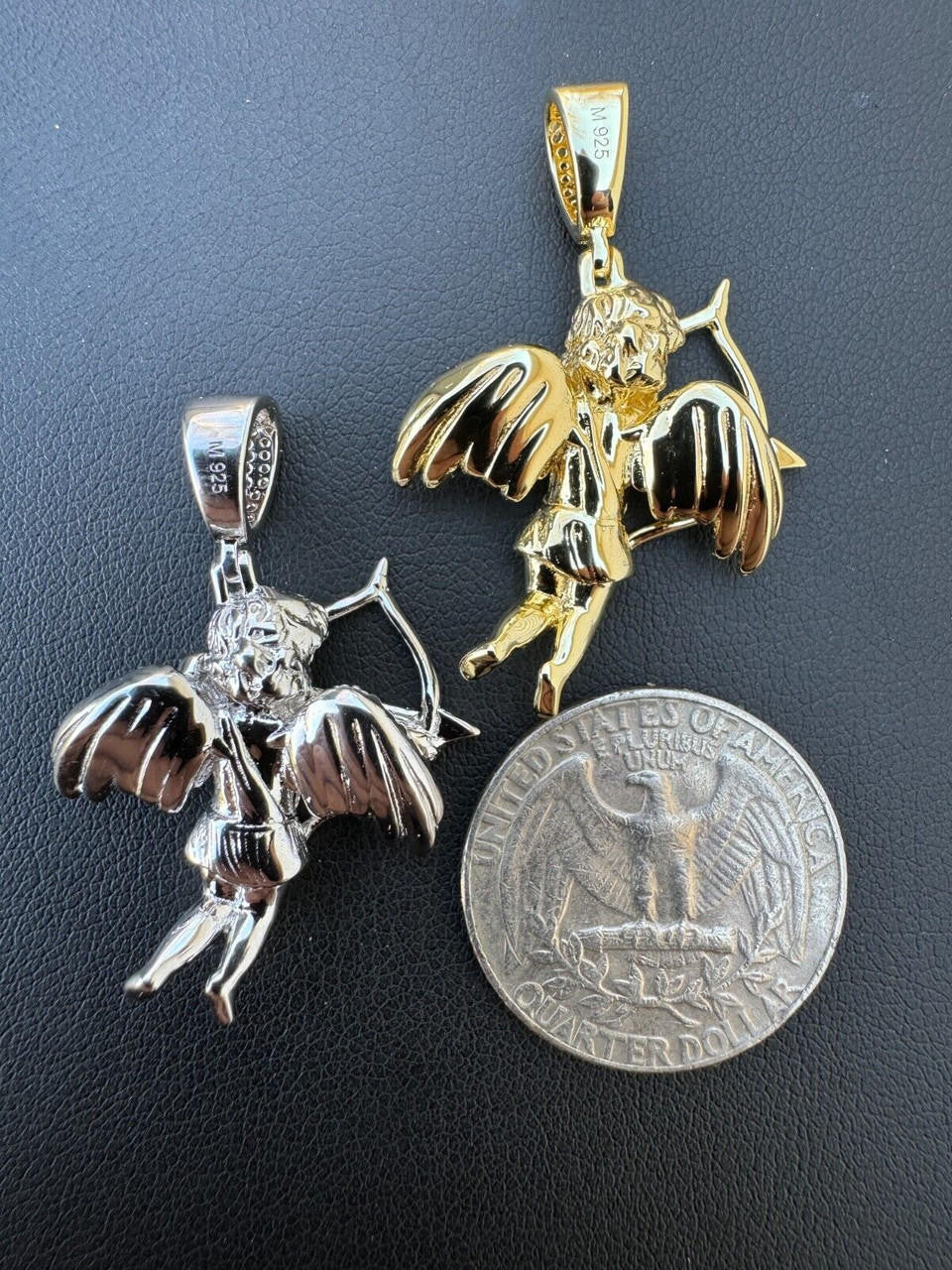 Moissanite Cupid Love Angel Pendant | 14k Gold Vermeil or 925 Silver