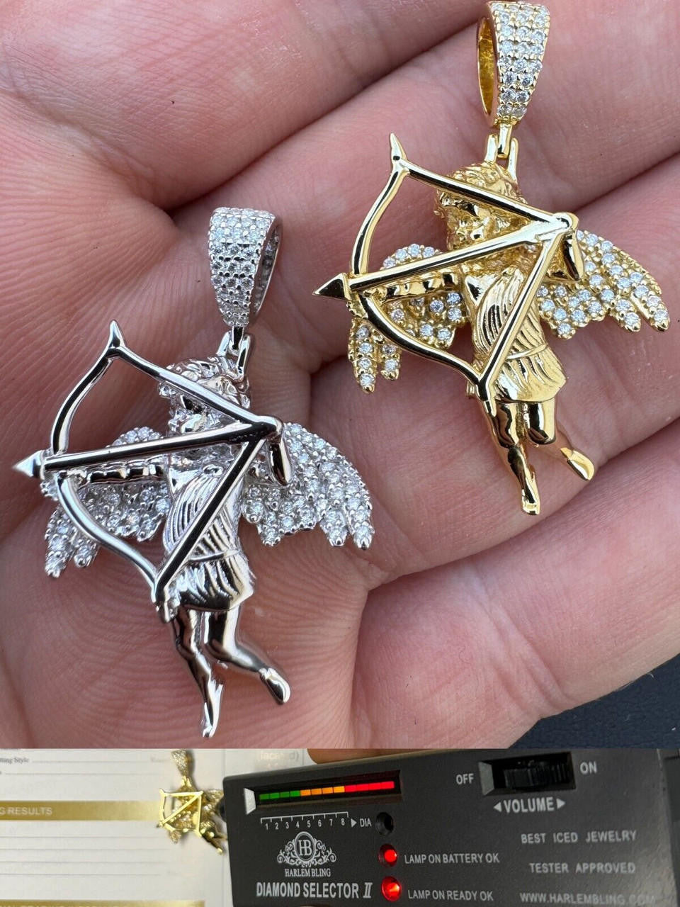 Moissanite Cupid Love Angel Pendant | 14k Gold Vermeil or 925 Silver