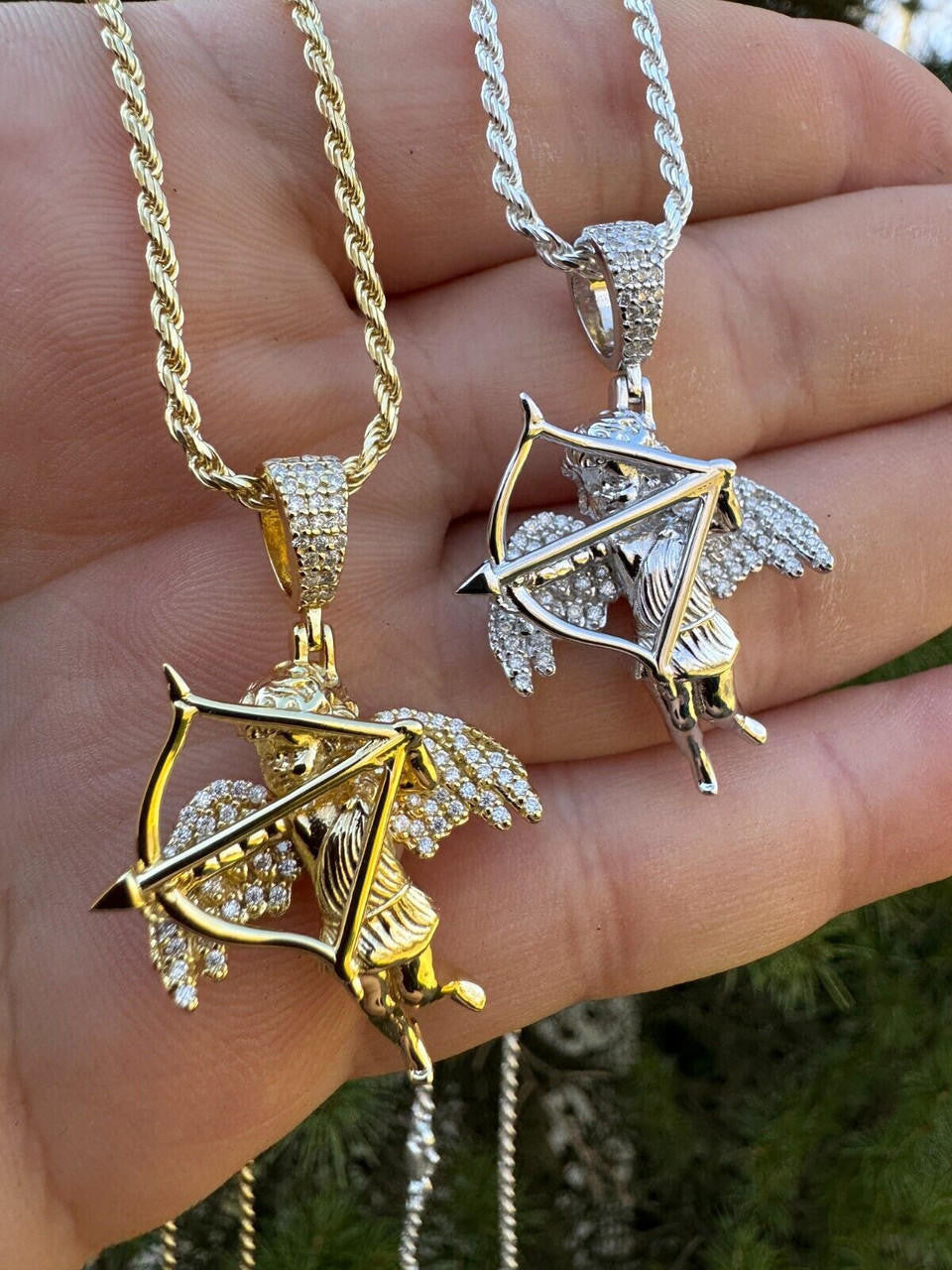 Moissanite Cupid Love Angel Pendant | 14k Gold Vermeil or 925 Silver