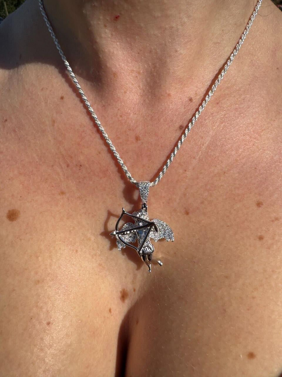 Moissanite Cupid Love Angel Pendant | 14k Gold Vermeil or 925 Silver