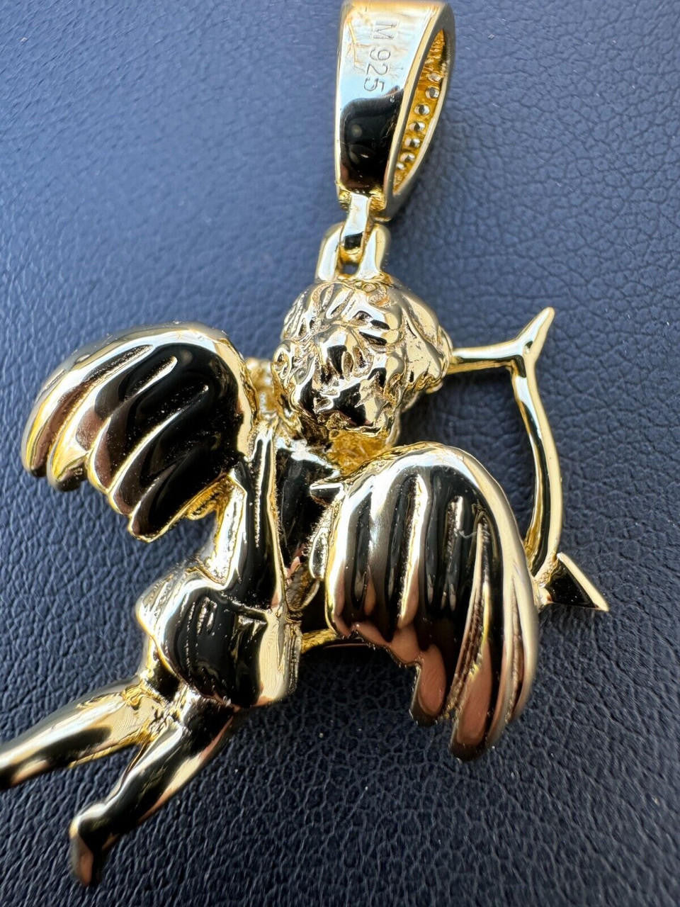 Moissanite Cupid Love Angel Pendant | 14k Gold Vermeil or 925 Silver