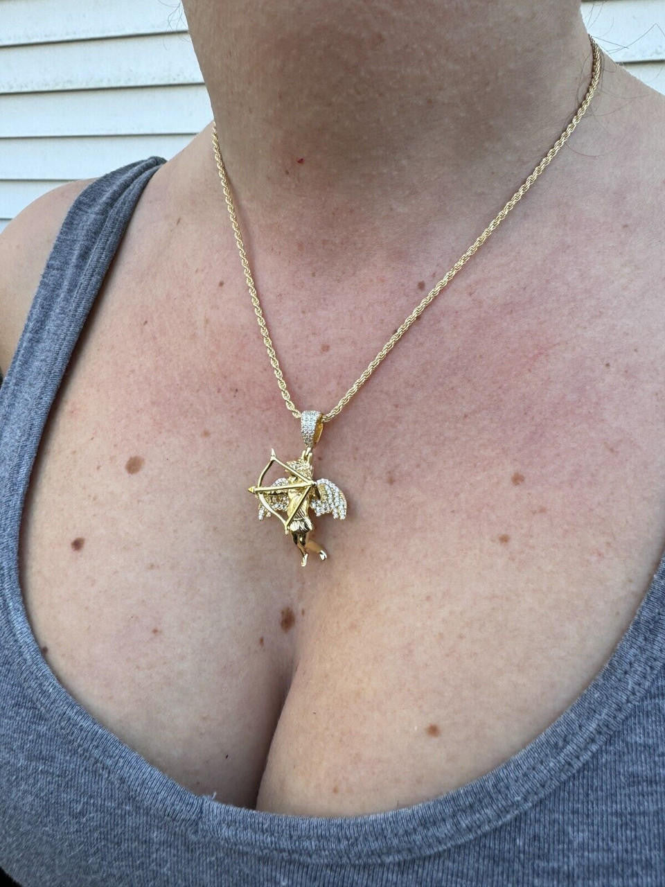 Moissanite Cupid Love Angel Pendant | 14k Gold Vermeil or 925 Silver