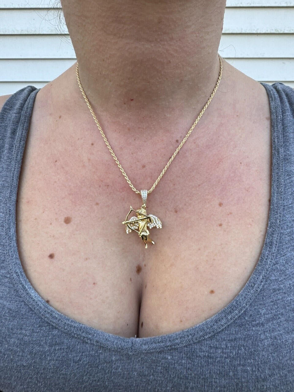 Moissanite Cupid Love Angel Pendant | 14k Gold Vermeil or 925 Silver