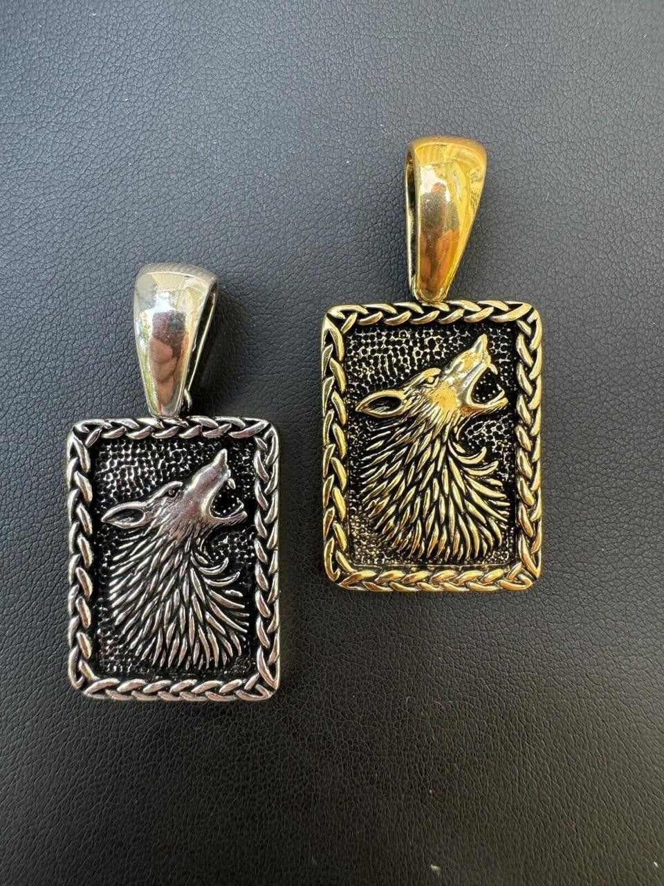 Lone Wolf Dog Tag Pendant | 14k Gold Vermeil Or Oxidized 925 Silver