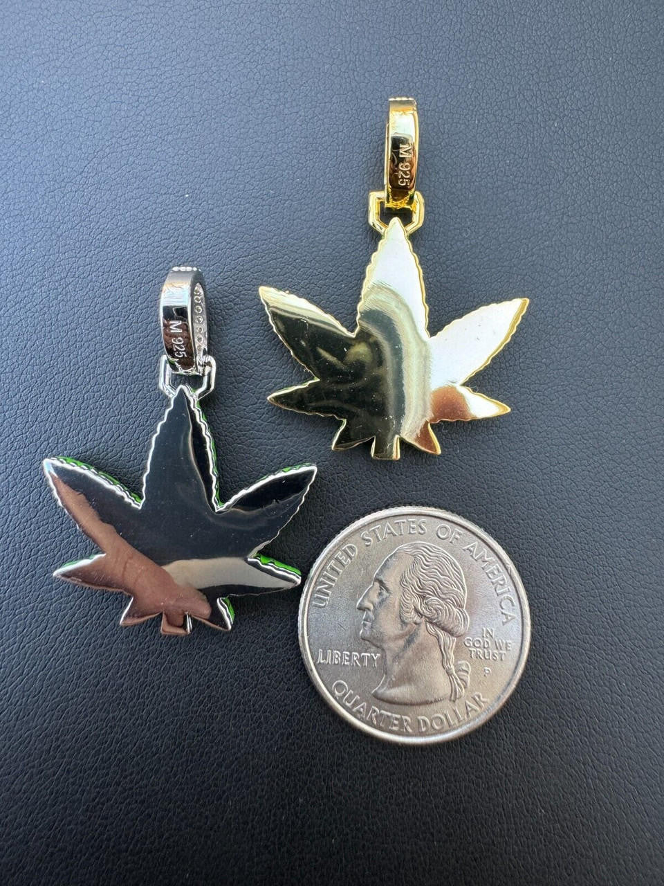 Moissanite Marijuana Weed Leaf Pendant | 14k Gold Vermeil Or 925 Silver
