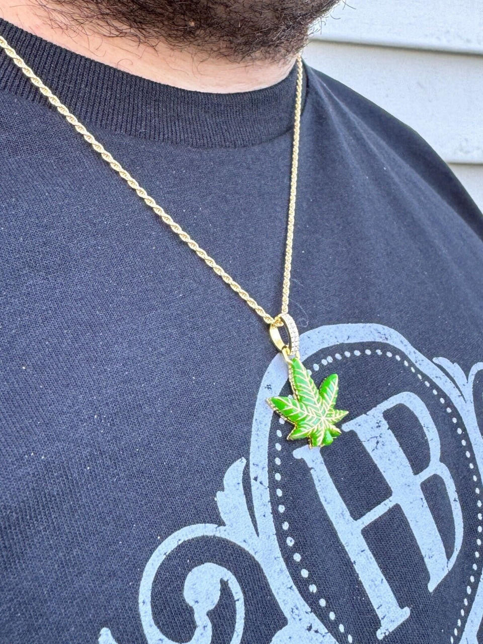 Moissanite Marijuana Weed Leaf Pendant | 14k Gold Vermeil Or 925 Silver