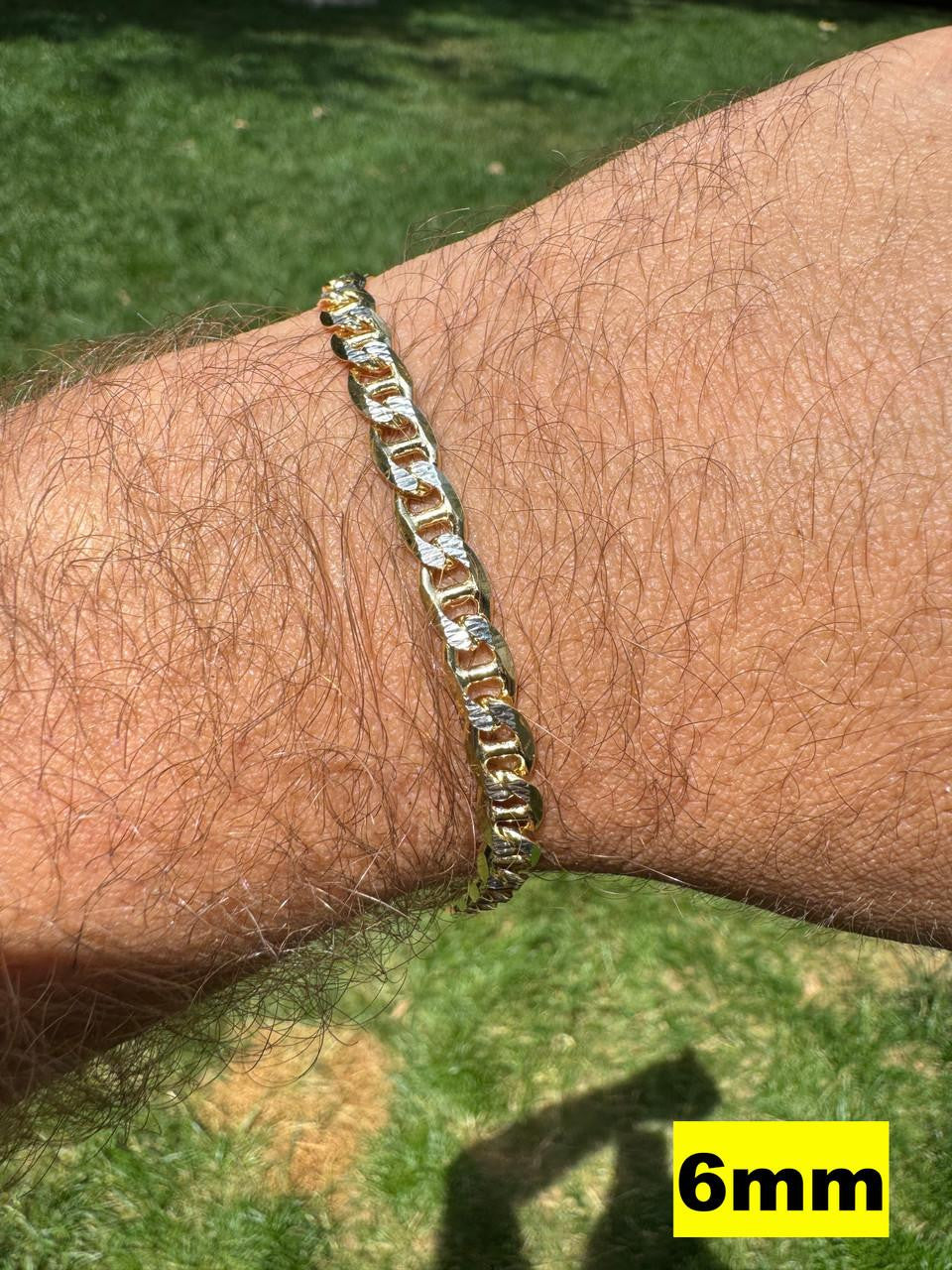 Mariner Link Chain Necklace Or Bracelet | Two Tone Diamond Cut 14k Gold Vermeil 925 Sterling Silver