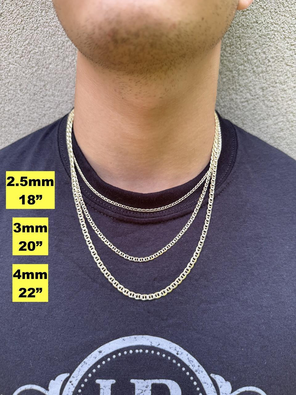 Mariner Link Chain Necklace Or Bracelet | Two Tone Diamond Cut 14k Gold Vermeil 925 Sterling Silver