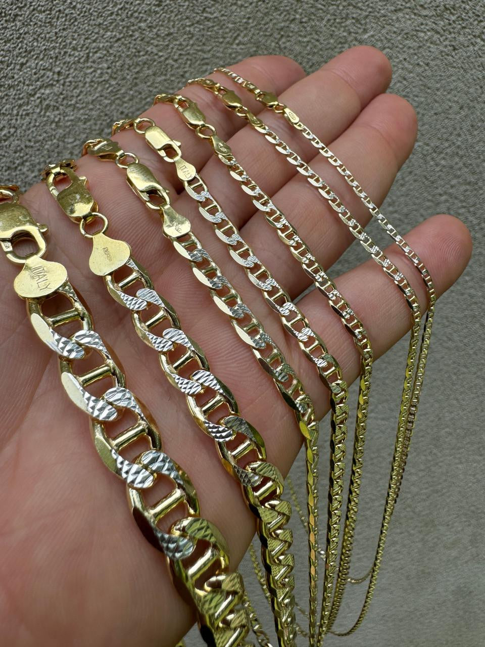 Mariner Link Chain Necklace Or Bracelet | Two Tone Diamond Cut 14k Gold Vermeil 925 Sterling Silver