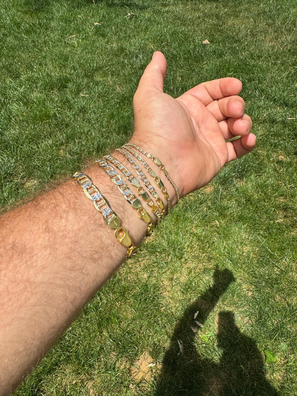 Mariner Link Chain Necklace Or Bracelet | Two Tone Diamond Cut 14k Gold Vermeil 925 Sterling Silver