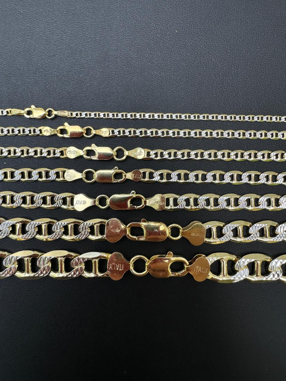 Mariner Link Chain Necklace Or Bracelet | Two Tone Diamond Cut 14k Gold Vermeil 925 Sterling Silver