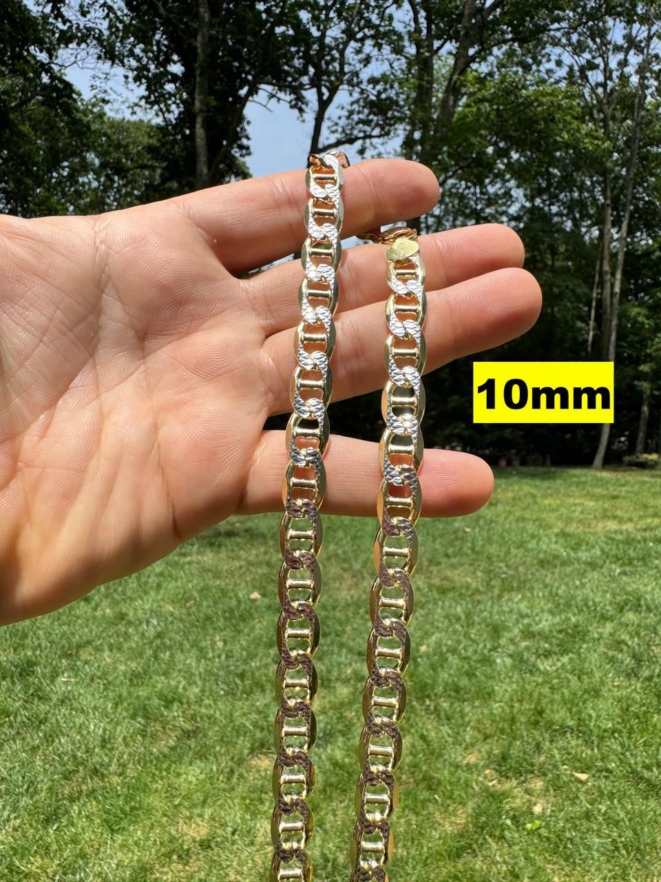 Mariner Link Chain Necklace Or Bracelet | Two Tone Diamond Cut 14k Gold Vermeil 925 Sterling Silver