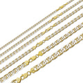 Mariner Link Chain Necklace Or Bracelet | Two Tone Diamond Cut 14k Gold Vermeil 925 Sterling Silver