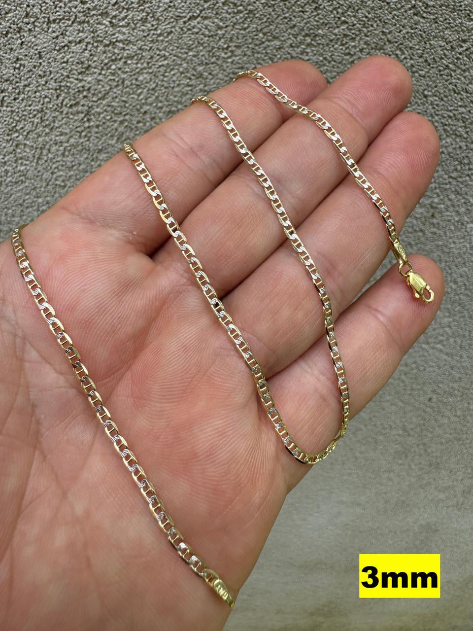 Mariner Link Chain Necklace Or Bracelet | Two Tone Diamond Cut 14k Gold Vermeil 925 Sterling Silver