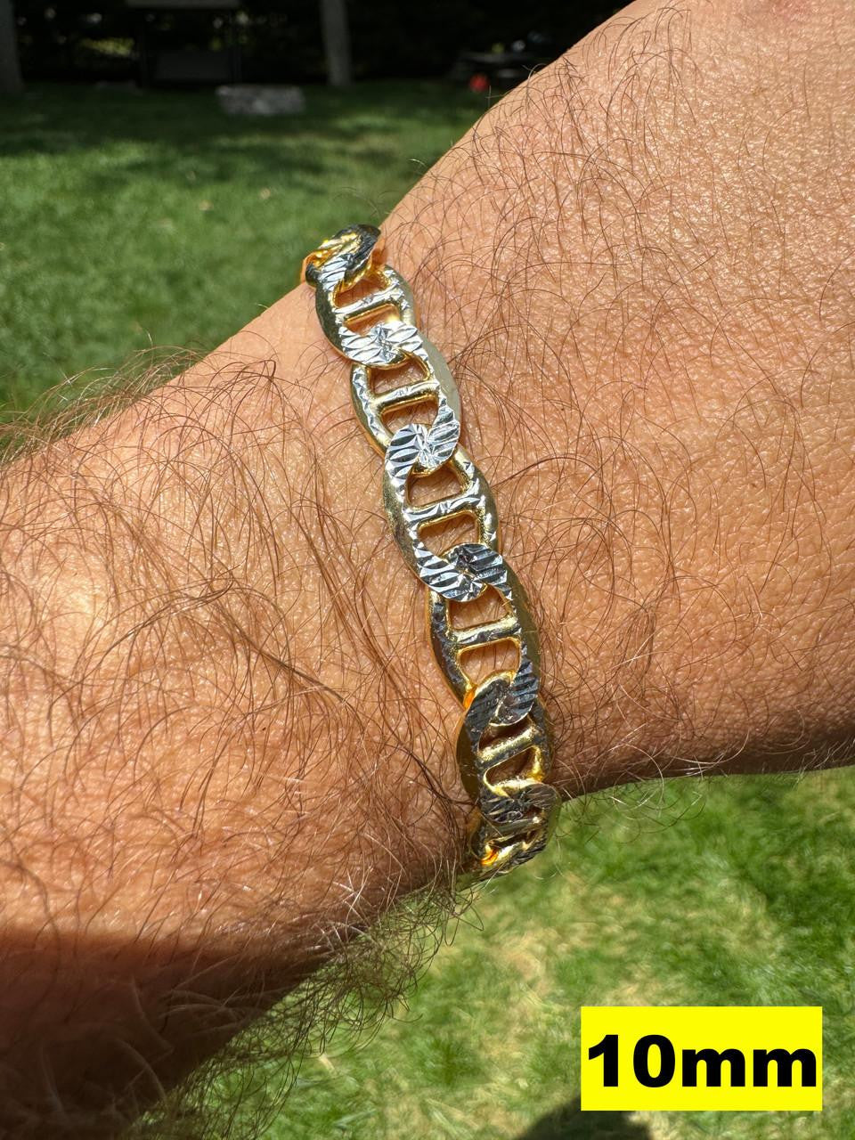 Mariner Link Chain Necklace Or Bracelet | Two Tone Diamond Cut 14k Gold Vermeil 925 Sterling Silver