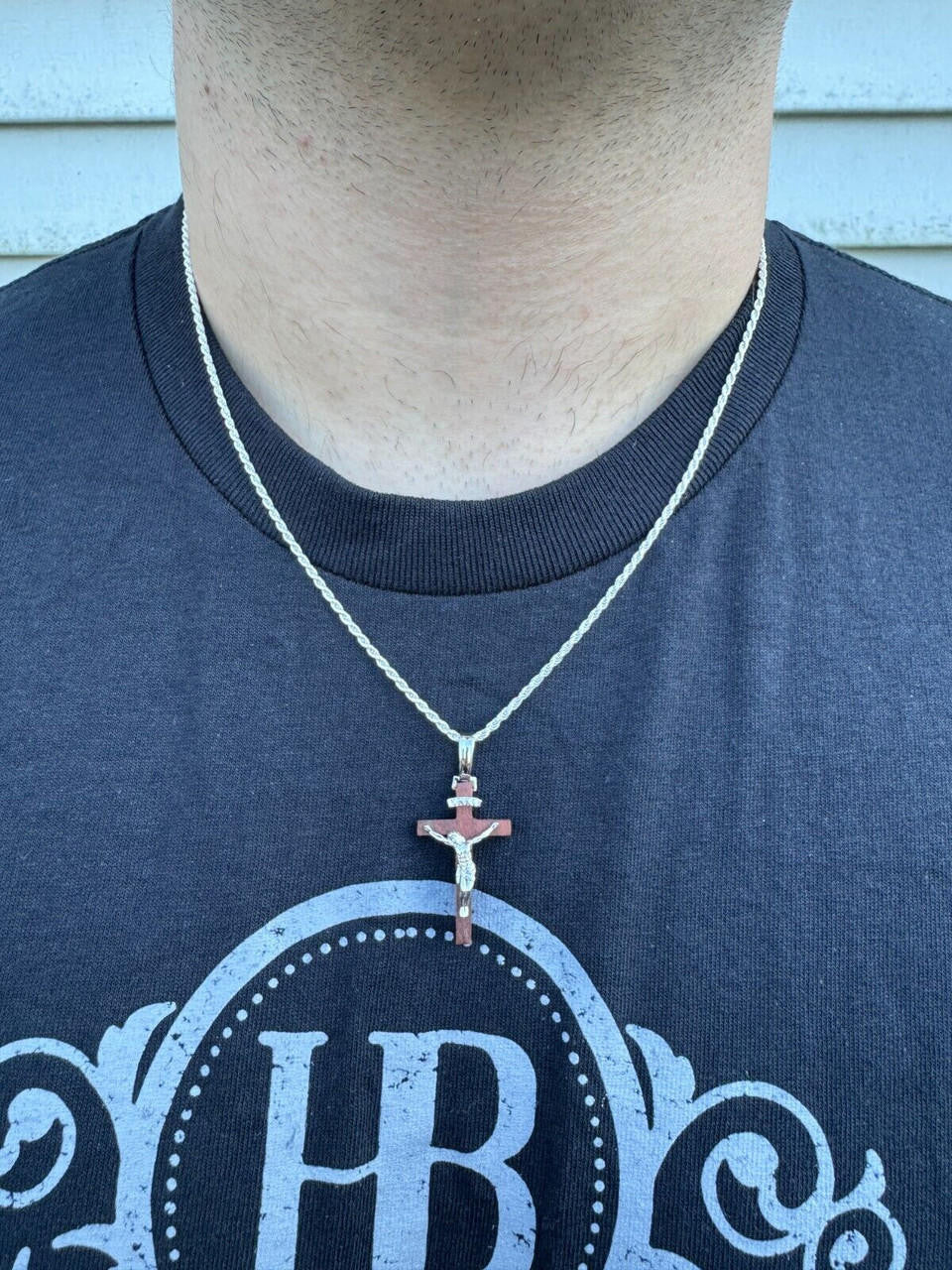Red Cherry Walnut Wood PlainJesus Cross Pendant | 14k Gold Vermeil Or 925 Silver