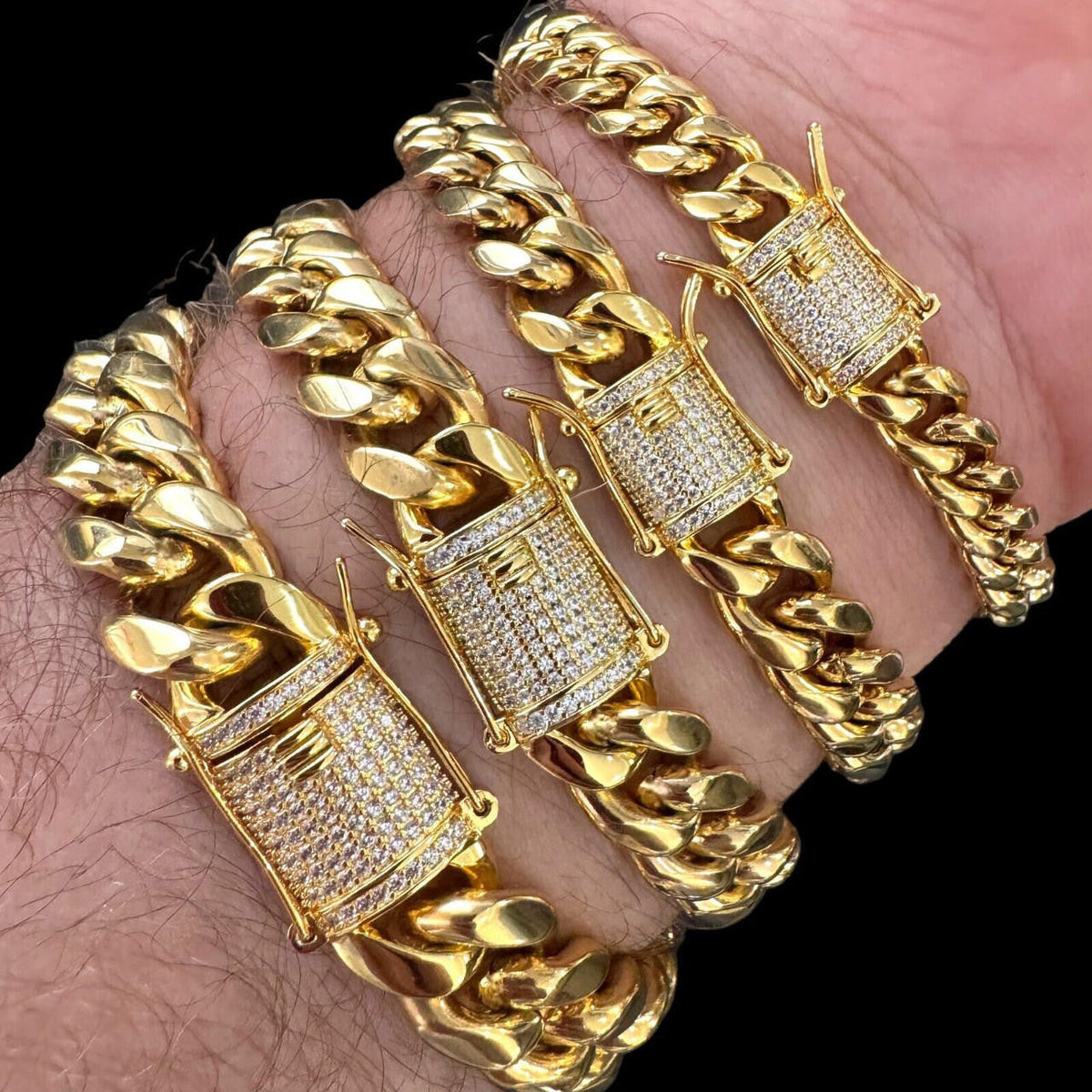 Miami Cuban Link Bracelet W. CZ Clasp | 14k Gold Plated Stainless Steel