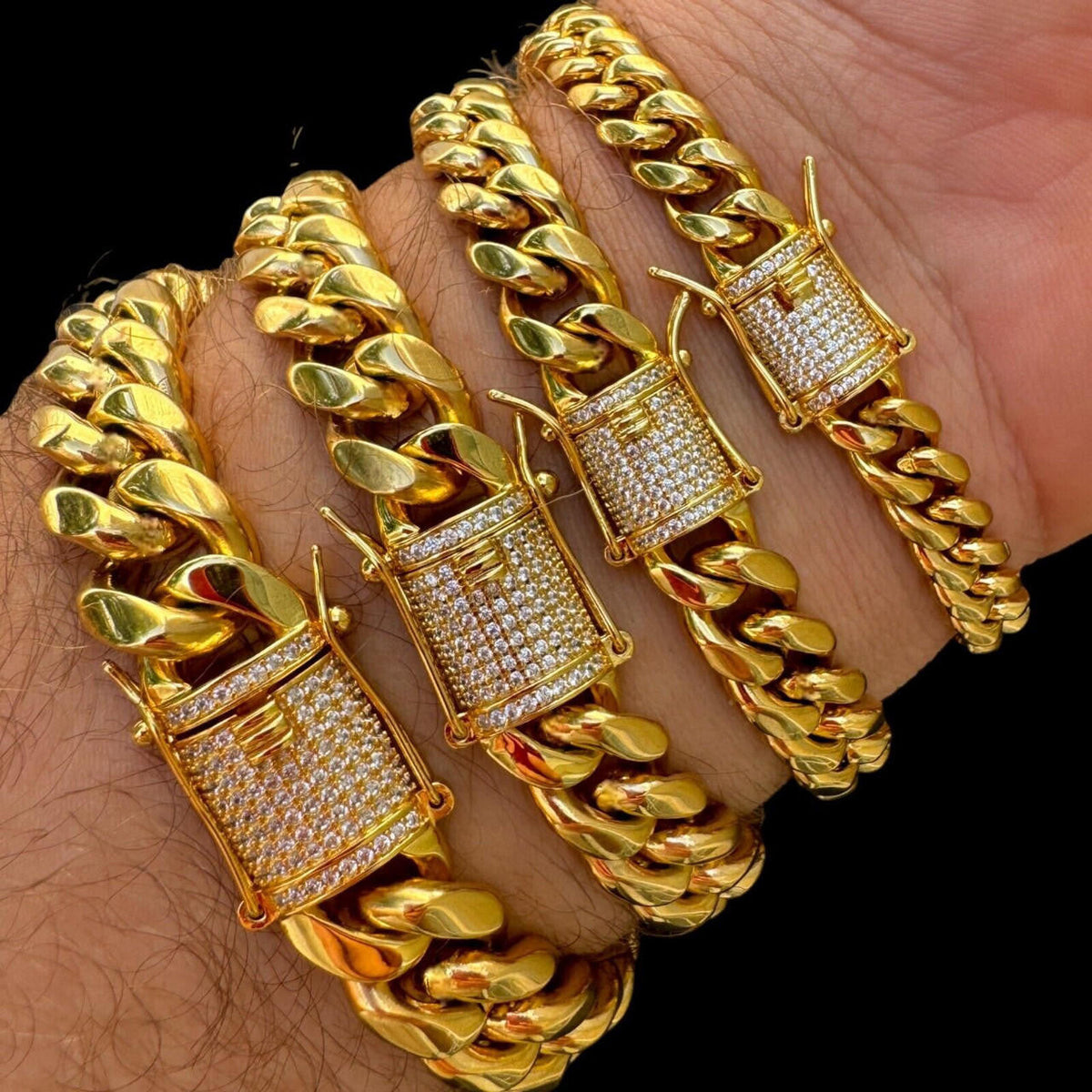 Miami Cuban Link Bracelet W. CZ Clasp | 18k Gold Plated Stainless Steel