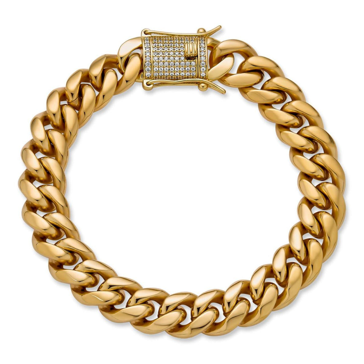 Miami Cuban Link Bracelet W. CZ Clasp | 18k Gold Plated Stainless Steel