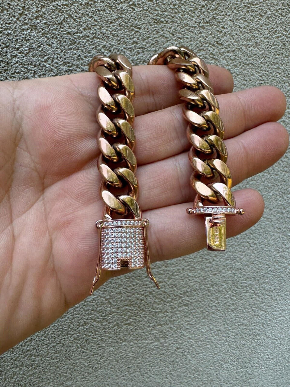 Miami Cuban Link Bracelet W. CZ Clasp | Rose Gold Plated Stainless Steel