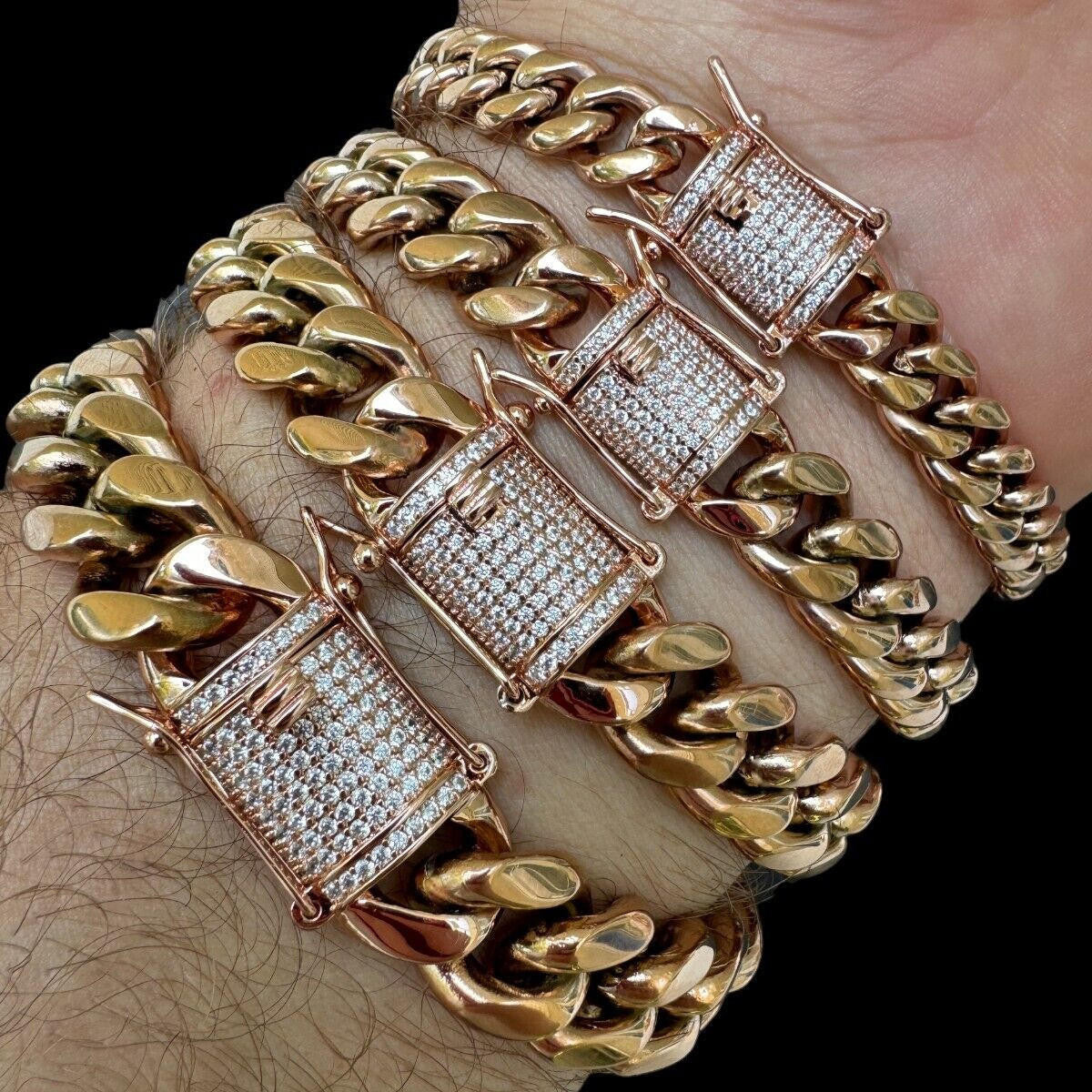 Miami Cuban Link Bracelet W. CZ Clasp | Rose Gold Plated Stainless Steel