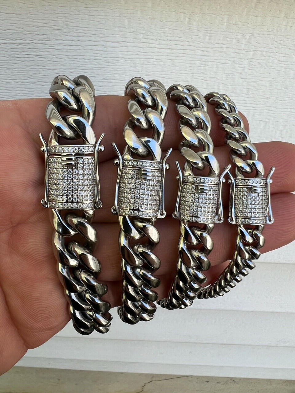 Miami Cuban Link Bracelet W. CZ Clasp | Stainless Steel W. 925 Silver Clasp