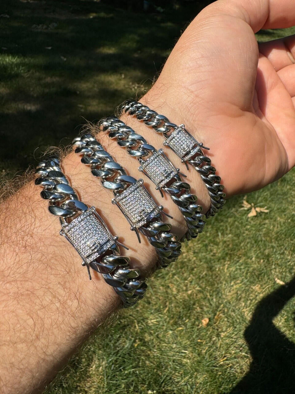 Miami Cuban Link Bracelet W. CZ Clasp | Stainless Steel W. 925 Silver Clasp