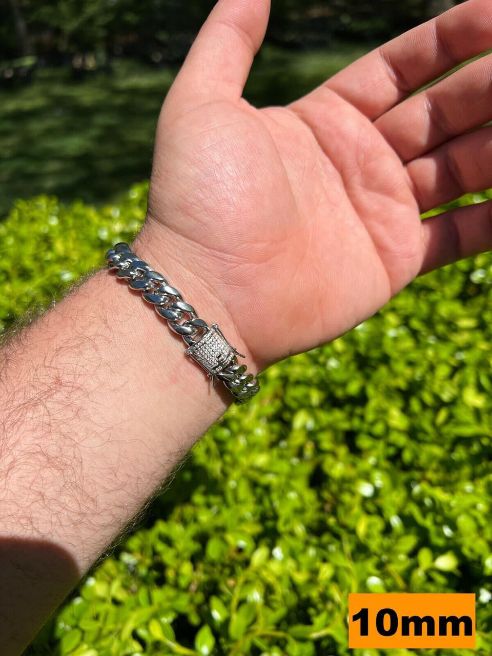 Miami Cuban Link Bracelet W. CZ Clasp | Stainless Steel W. 925 Silver Clasp