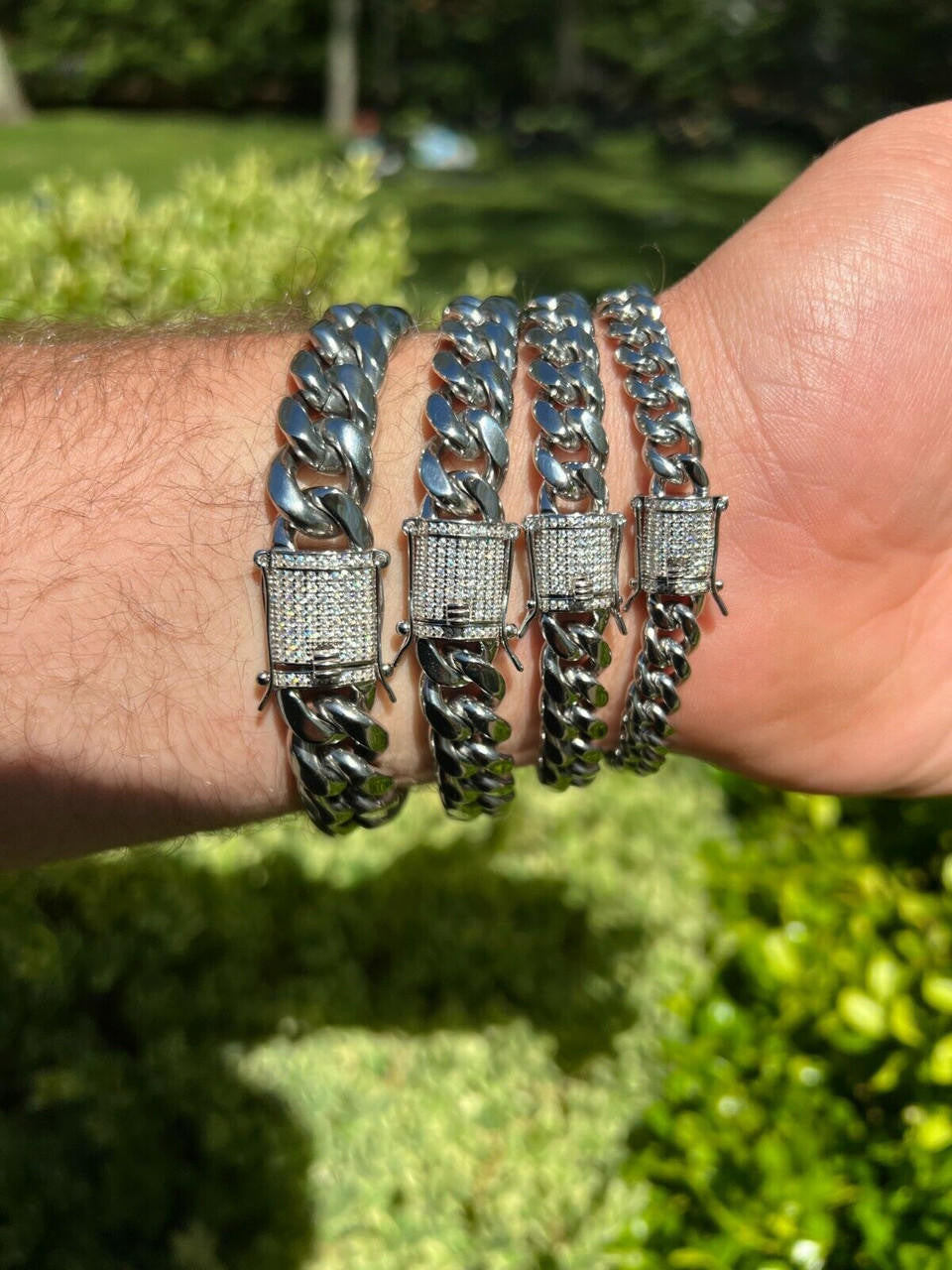 Miami Cuban Link Bracelet W. CZ Clasp | Stainless Steel W. 925 Silver Clasp