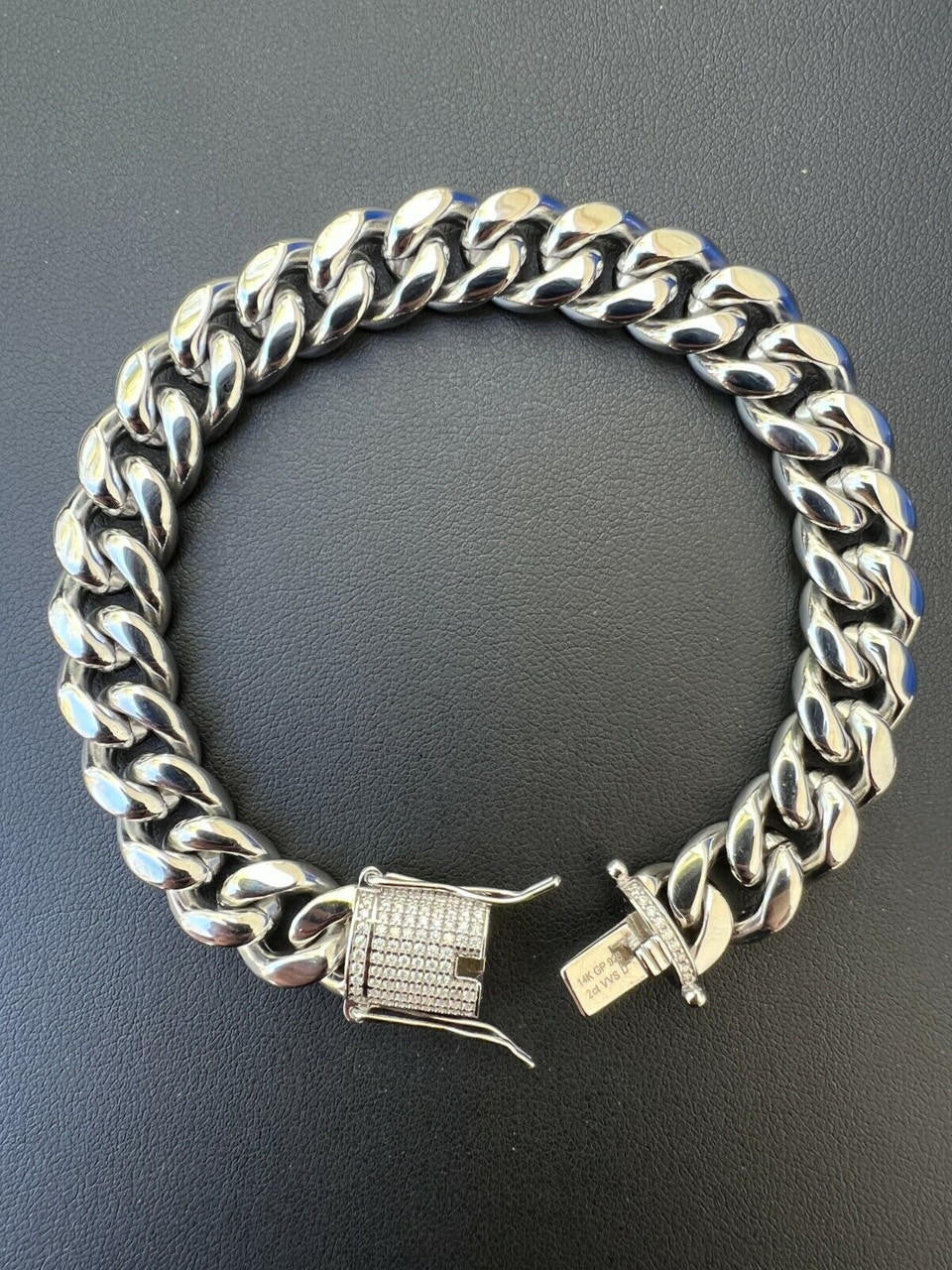 Miami Cuban Link Bracelet W. CZ Clasp | Stainless Steel W. 925 Silver Clasp