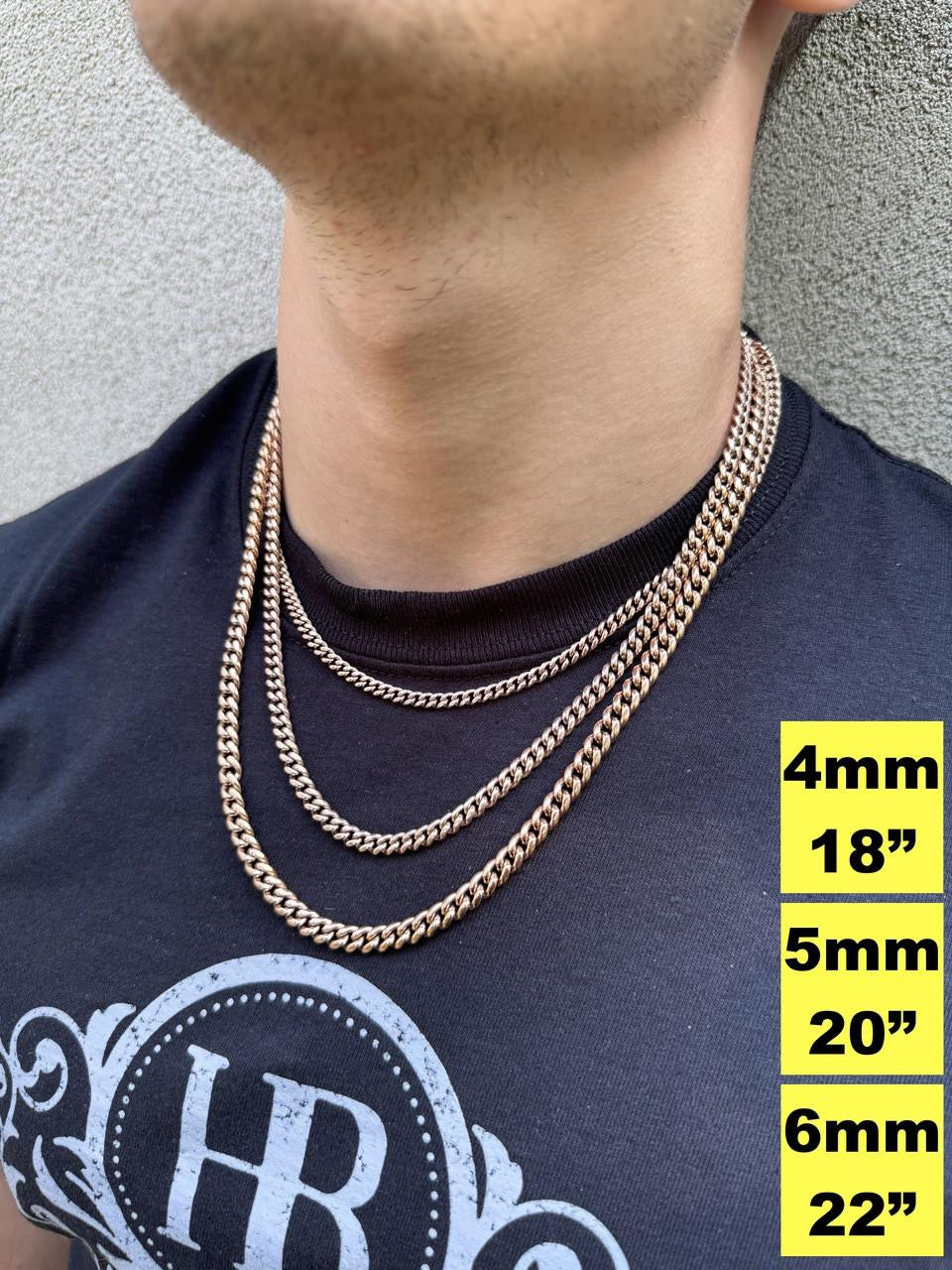 Miami Cuban Link Chain Necklace | 14k Rose Gold Plated Stainless Steel