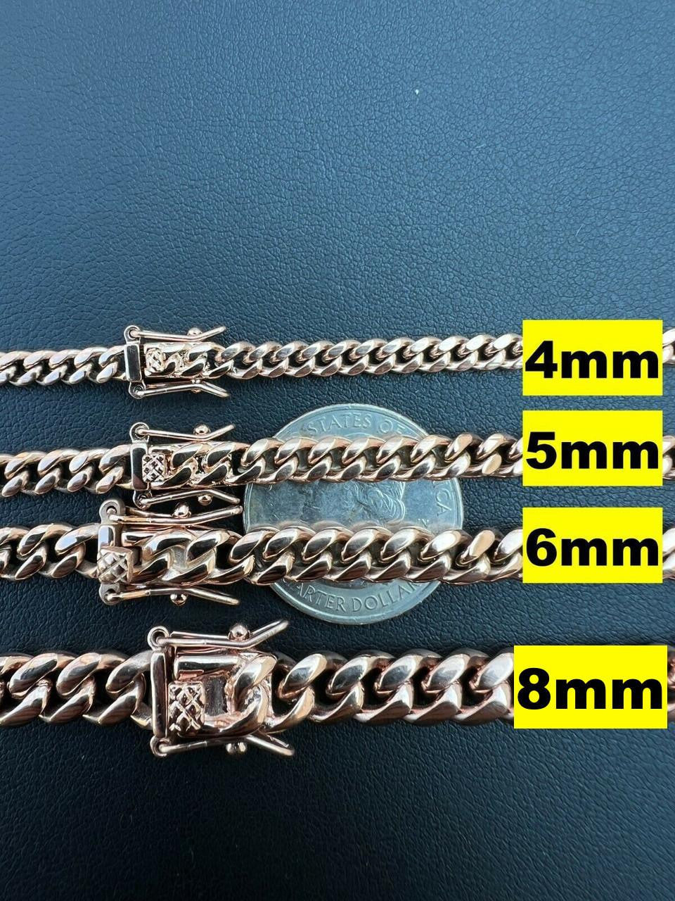 Miami Cuban Link Chain Necklace | 14k Rose Gold Plated Stainless Steel