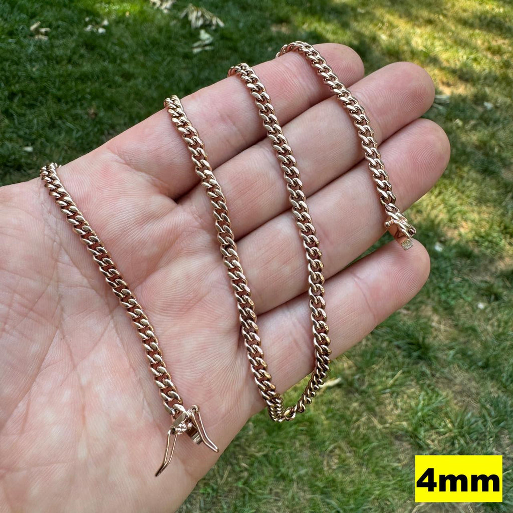 Miami Cuban Link Chain Necklace | 14k Rose Gold Plated Stainless Steel