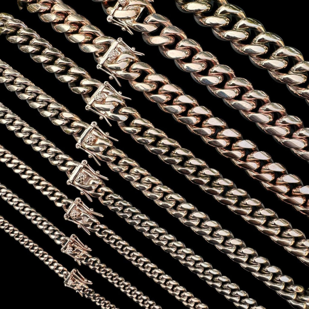 Miami Cuban Link Chain Necklace | 14k Rose Gold Plated Stainless Steel