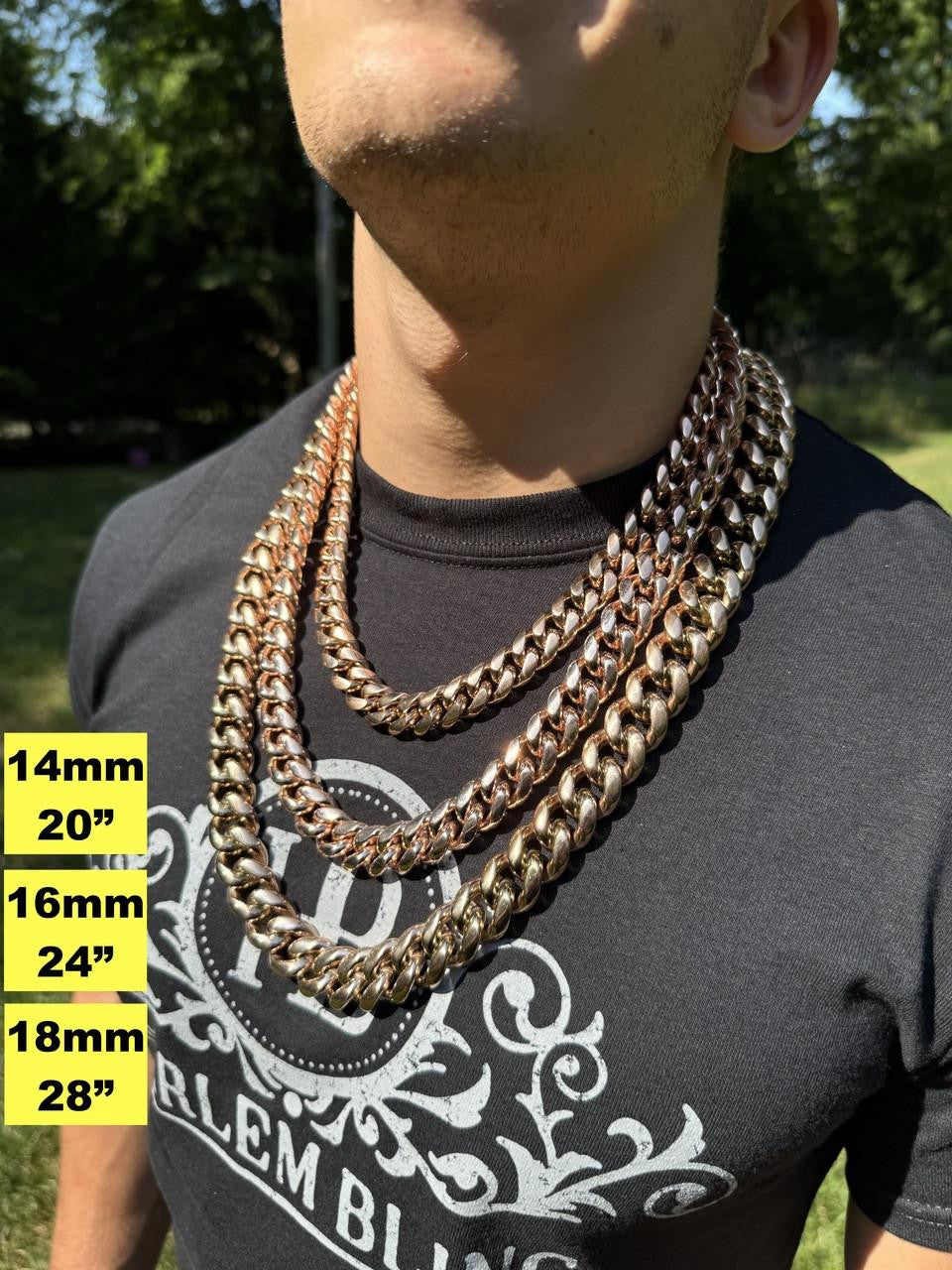 Miami Cuban Link Chain Necklace | 14k Rose Gold Plated Stainless Steel