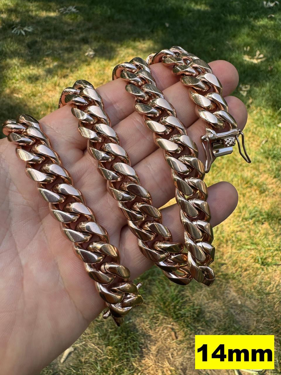 Miami Cuban Link Chain Necklace | 14k Rose Gold Plated Stainless Steel