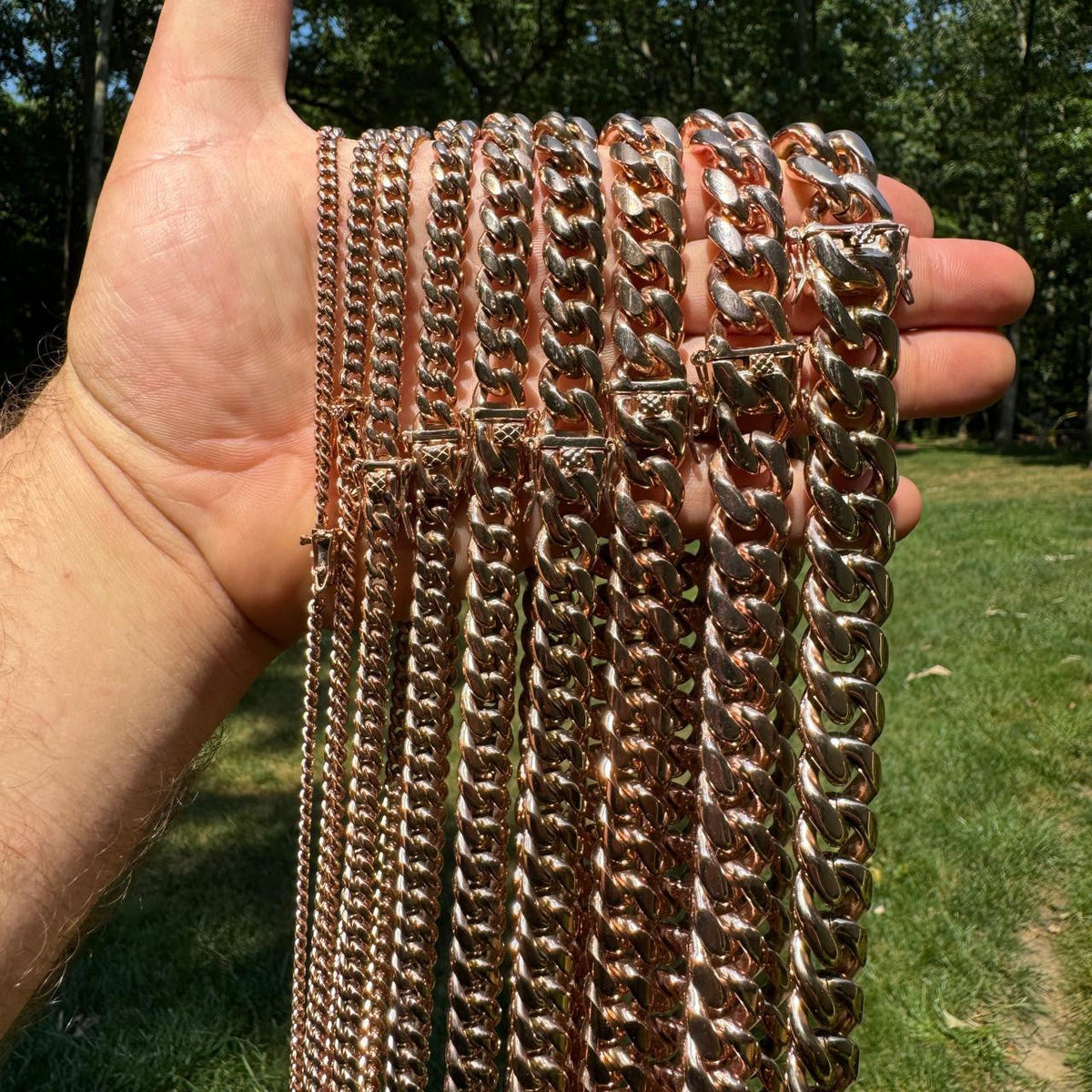 Miami Cuban Link Chain Necklace | 14k Rose Gold Plated Stainless Steel
